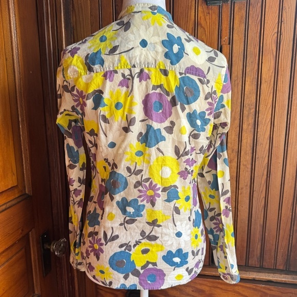 BODEN 100% Cotton Light Floral 3/4 Button Down Top Size 8 Spring/Summer - Picture 3 of 10